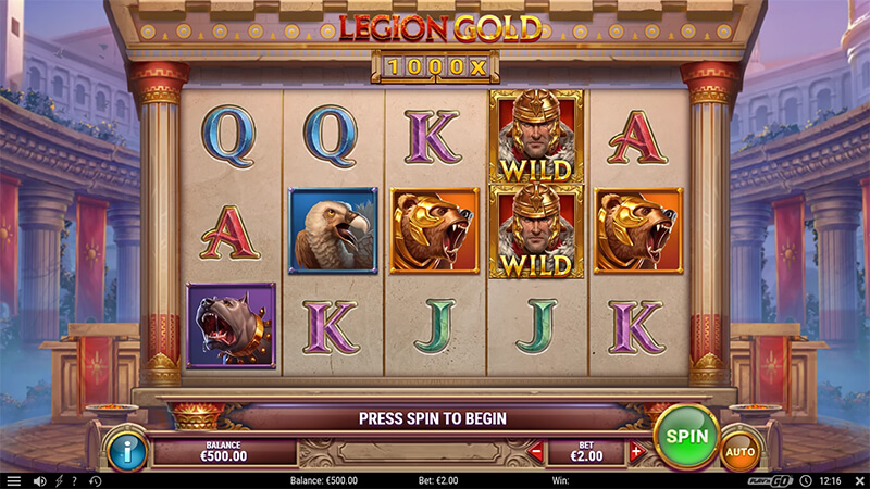Legion Gold slot interface