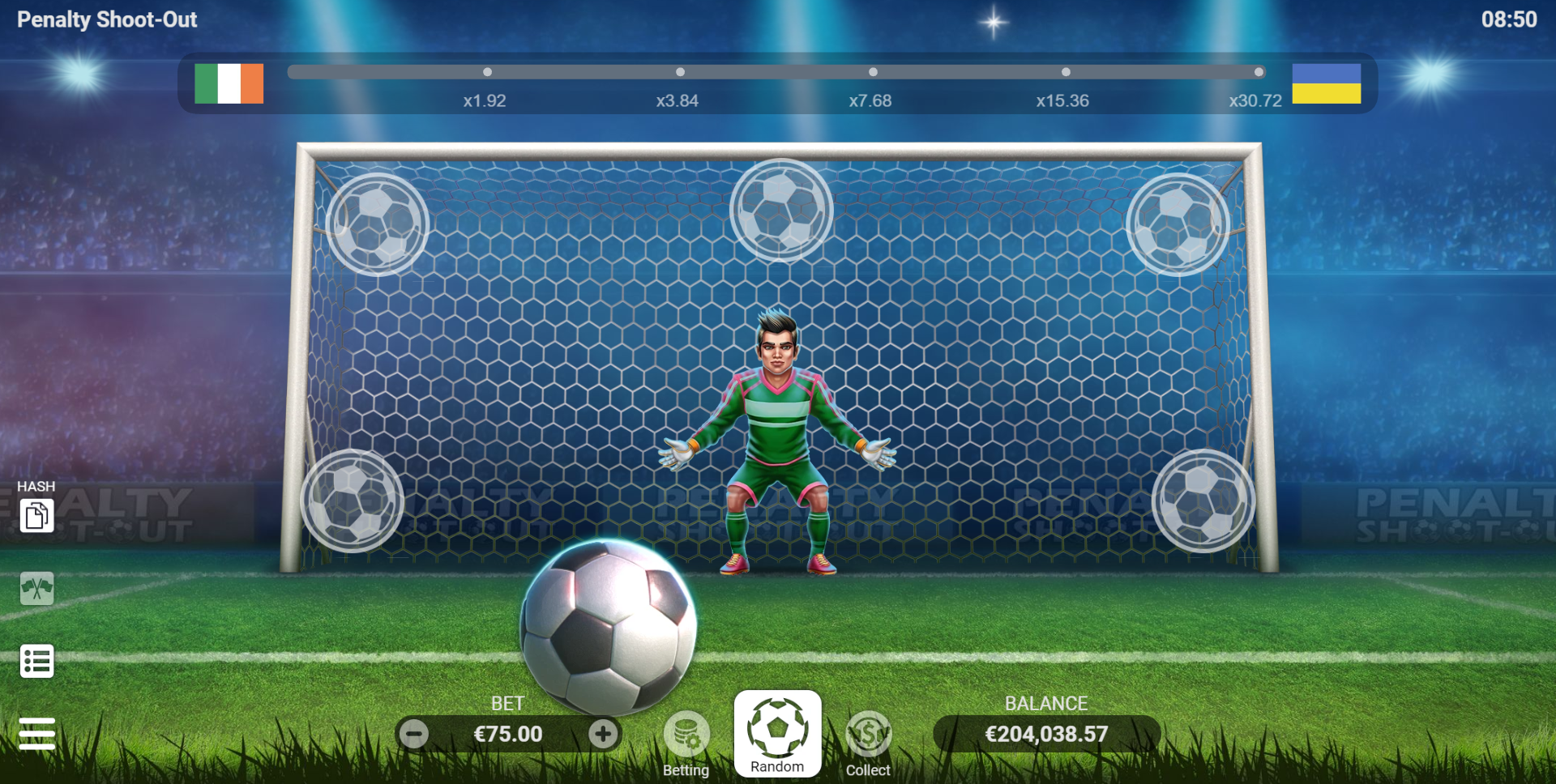 Penalty Shootout slot interface